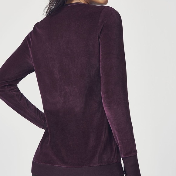 Fabletics Liane Velvet Dark Maroon Pullover Size XS - Picture 2 of 8